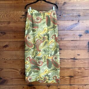Central Falls Green and Orange Paisley Skirt size 8